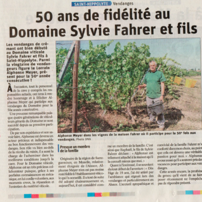 Article journal du Domaine Sylvie Fahrer et Fils